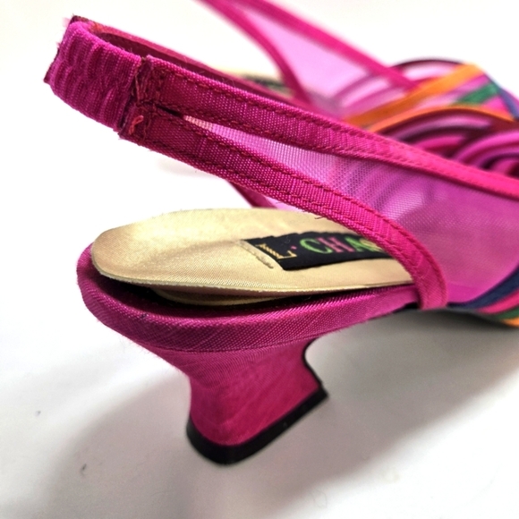 L Chase Vintage Women's 9M Slip-on Party Shoes Open Toe Hot Pink Fabric Upper - Picture 6 of 8